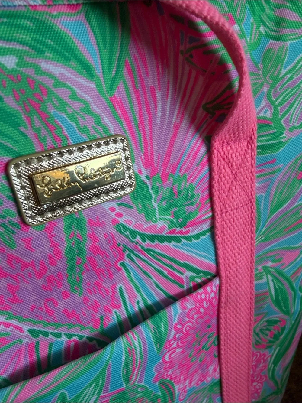 New - Lilly Pulitzer Insulated Pink & Green Floral Backpack with Gold Hardware